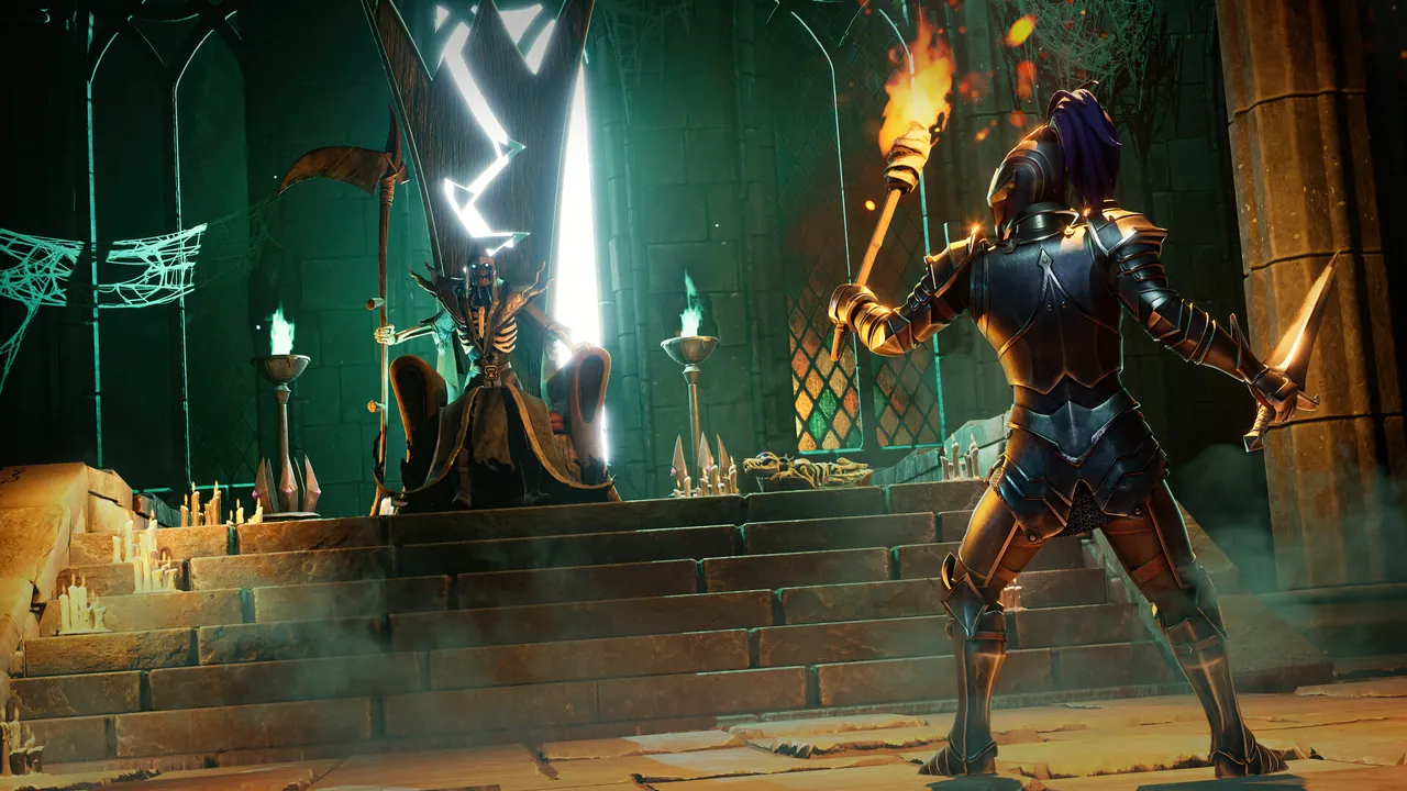 Adventurers facing undead in a dark hall